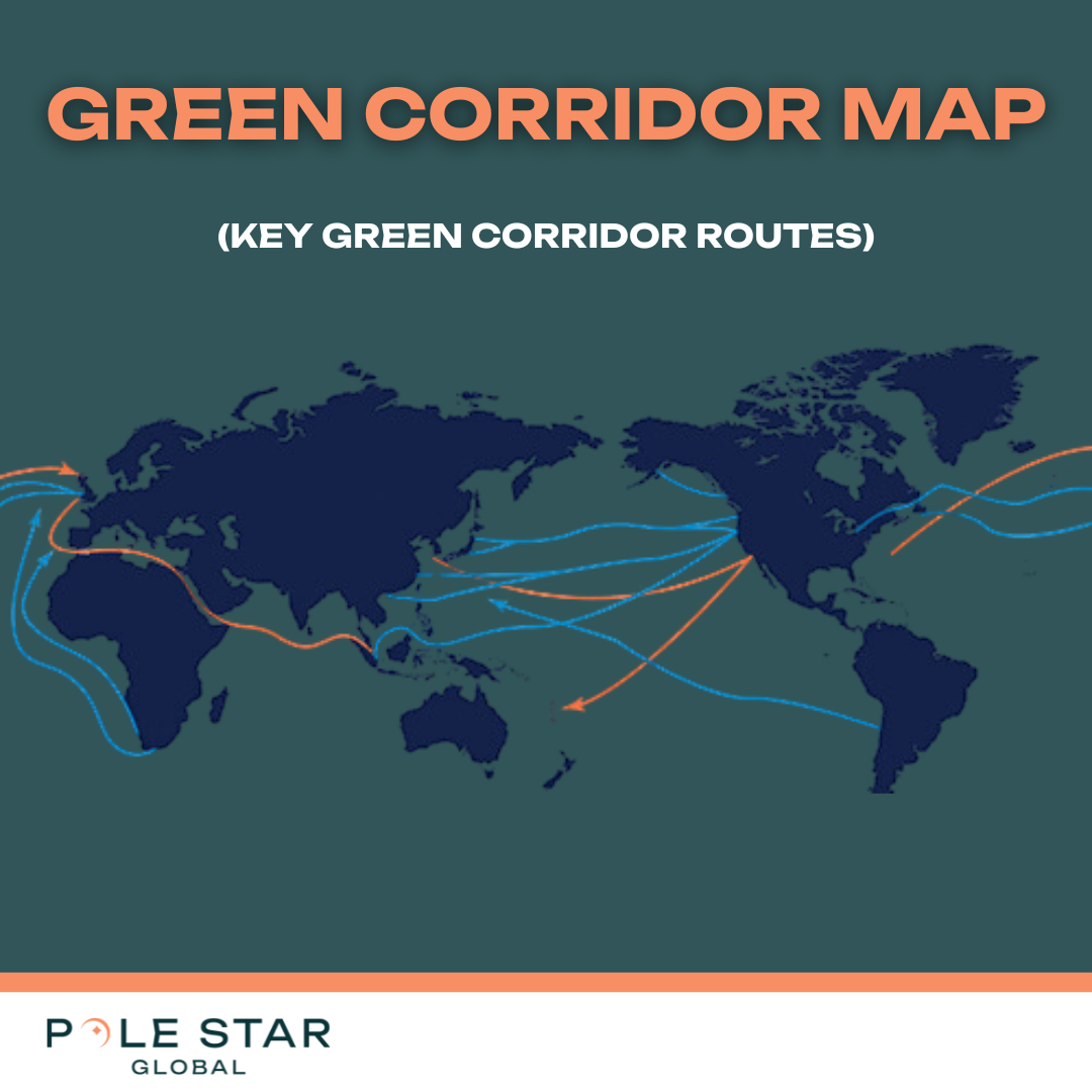 Green Corridor Map Showing the Key Green Shipping Corridors from Around the World